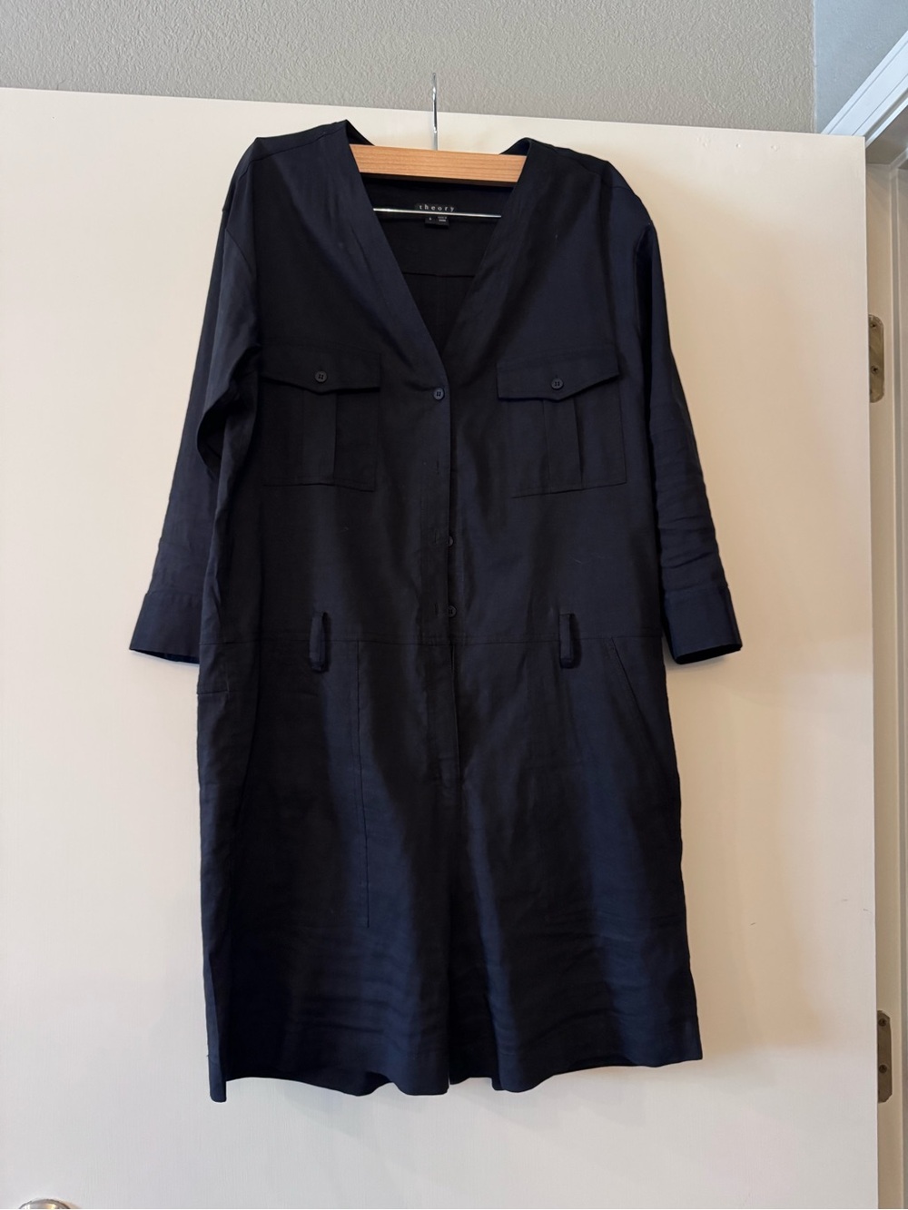 Theory Navy Utility-Style Longline Jumpsuit